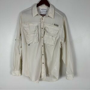 Columbia PFG Off-White Lightweight Fishing Shirt Jacket M